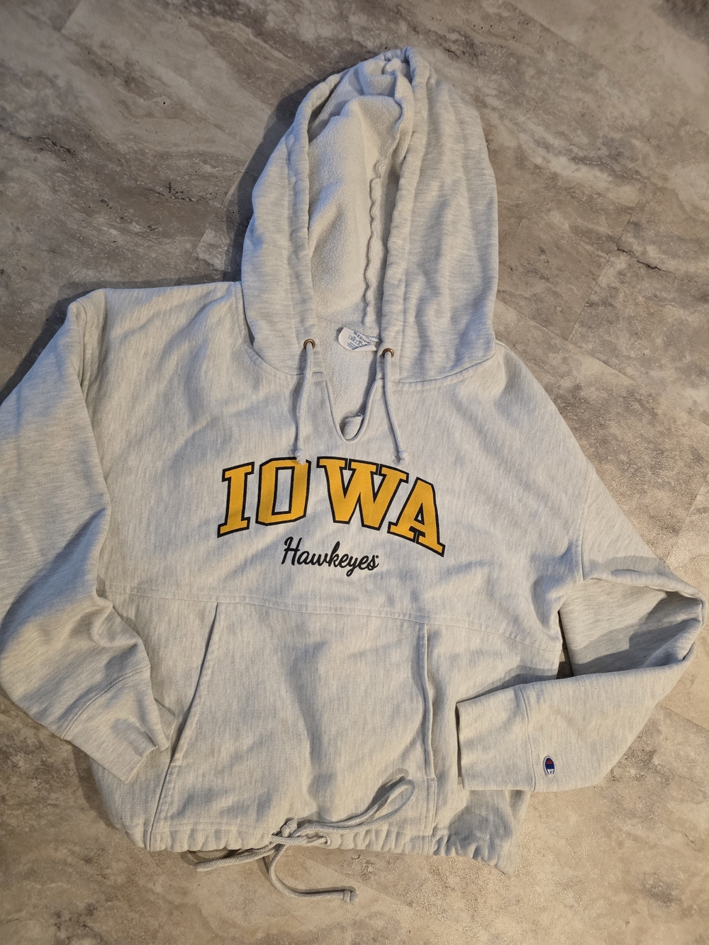 Iowa Hawkeyes Light Gray Hoodie with Yellow Logo
